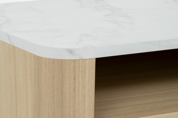 Chevet bois Soléa avec tiroir – Table de nuit chêne clair et marbre
