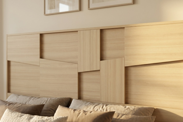 Lit Soléa en bois chêne clair – Lit design avec tête de lit moderne