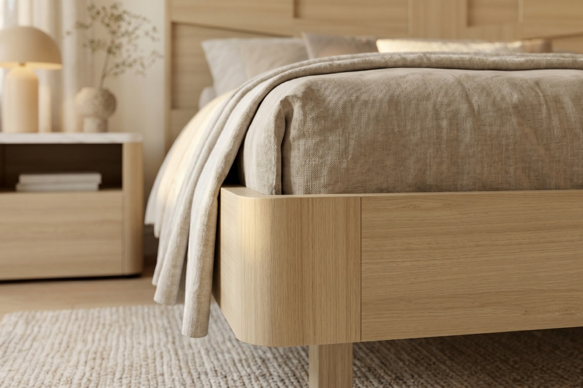 Lit Soléa en bois chêne clair – Lit design avec tête de lit moderne