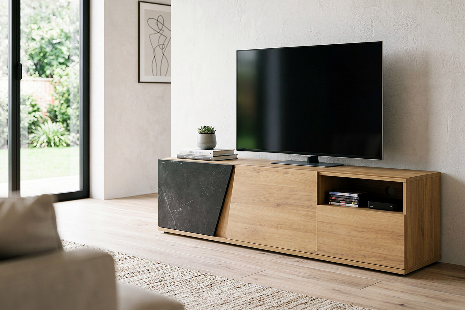 Meuble TV 2 portes 1 tiroir Orée design contemporain
