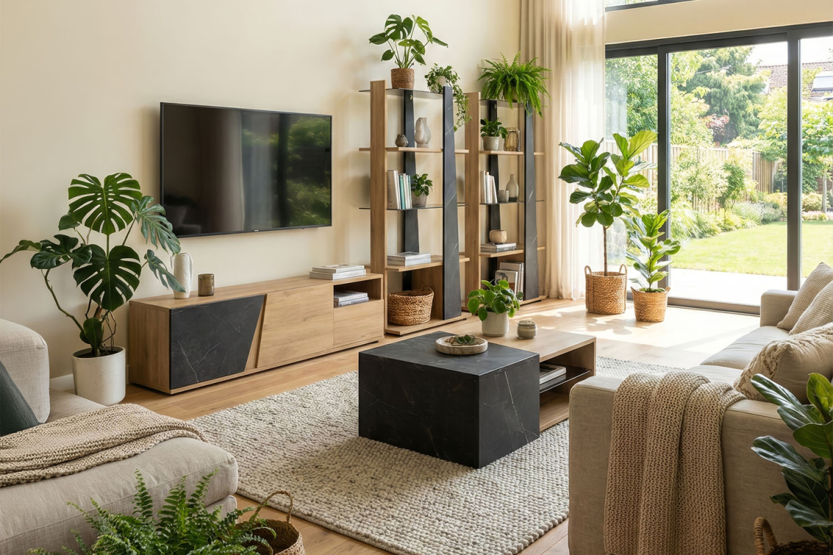 Meuble TV 2 portes 1 tiroir Orée design contemporain