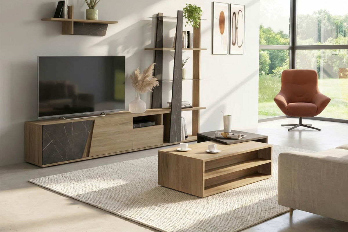 Meuble TV 2 portes 1 tiroir Orée design contemporain