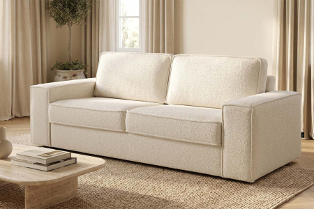 Canapé convertible Capri – Tissu bouclette ivoire