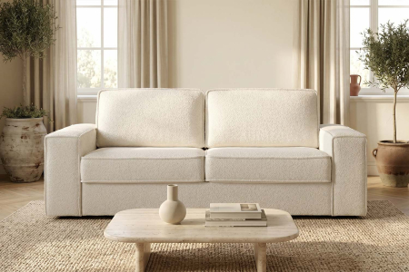 Canapé convertible Capri – Tissu bouclette ivoire