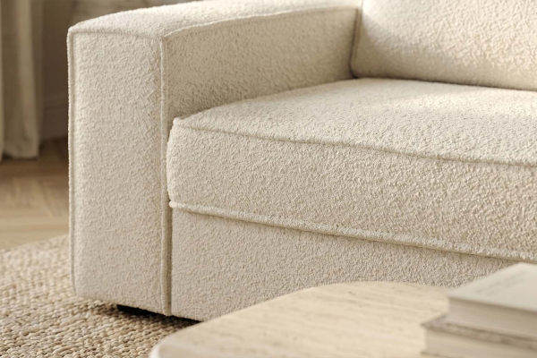 Canapé convertible Capri – Tissu bouclette ivoire