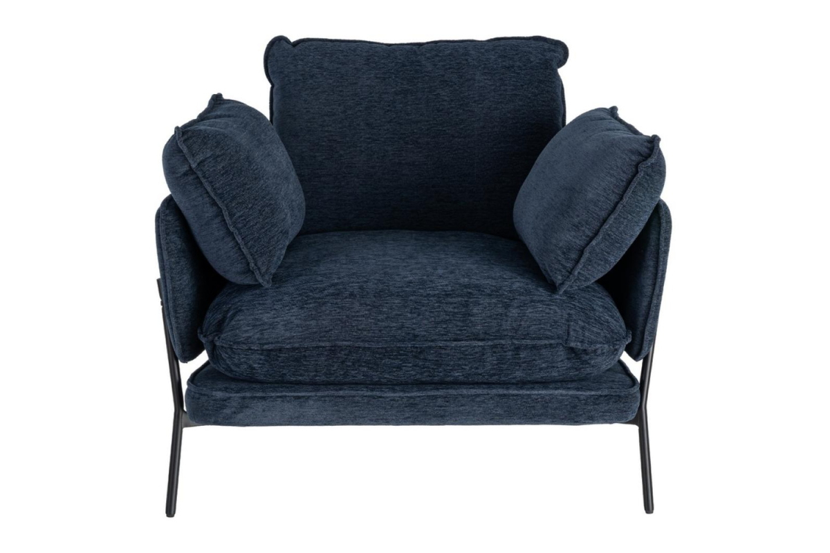 Fauteuil bleu en tissu et métal – Élégant et durable