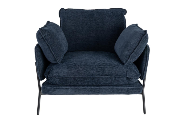 Fauteuil bleu en tissu et métal – Élégant et durable