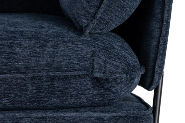Fauteuil bleu en tissu et métal – Élégant et durable