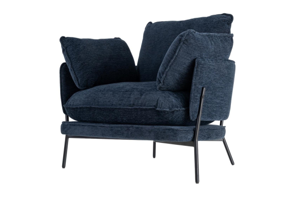 Fauteuil bleu en tissu et métal – Élégant et durable