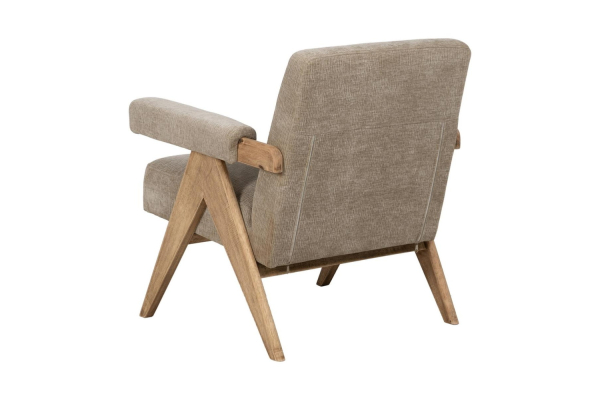 Fauteuil Olbia | Bois naturel et tissu beige