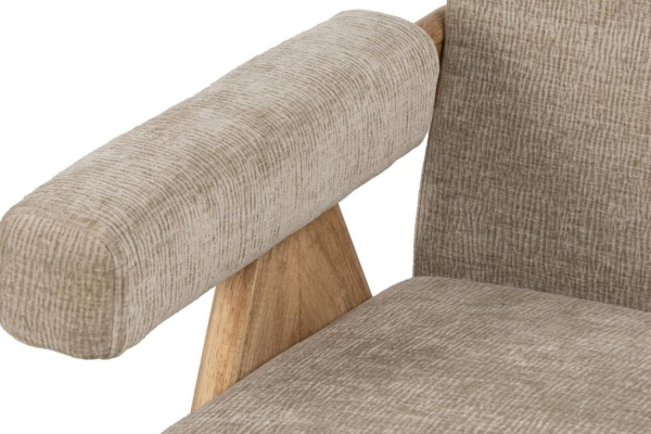 Fauteuil Olbia | Bois naturel et tissu beige