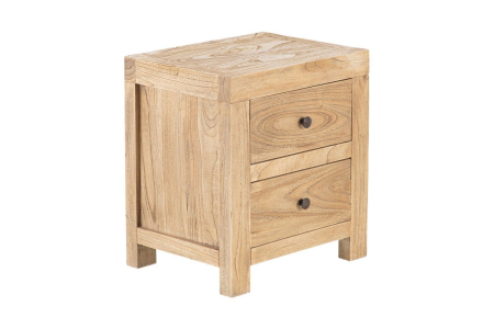 Chevet Lior 2 tiroirs | Bois de mindi naturel