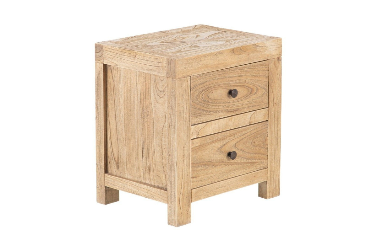 Chevet Lior 2 tiroirs | Bois de mindi naturel