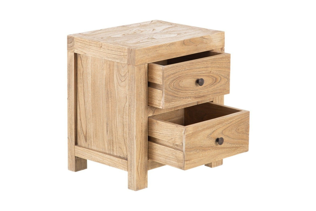 Chevet Lior 2 tiroirs | Bois de mindi naturel