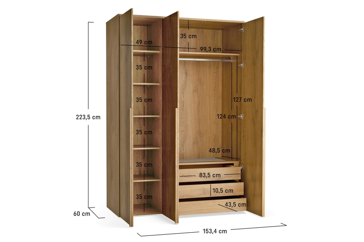 Armoire 3 portes en bois Alba