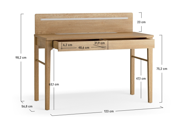 Bureau 2 tiroirs Alba
