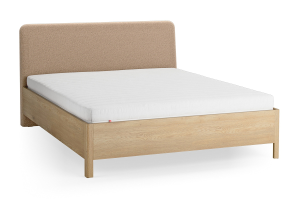 Lit coffre avec tête de lit tissu Alba