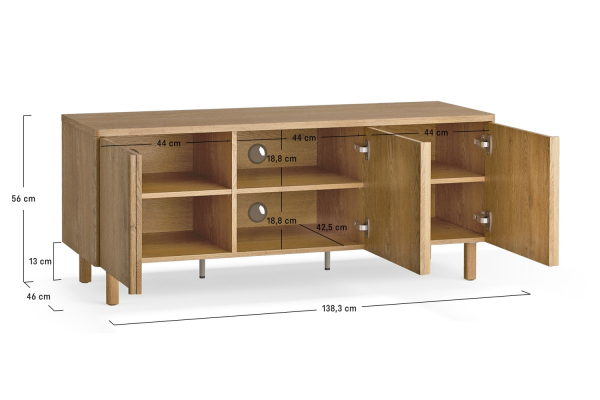 Meuble TV 3 portes 135 cm Alba