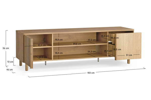 Meuble TV 2 portes 180 cm Alba