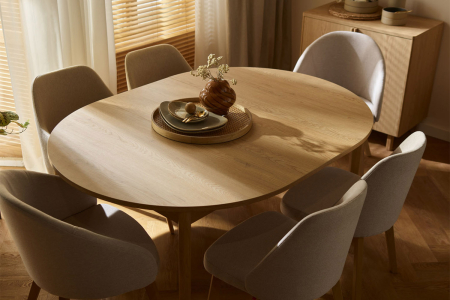 Table ronde extensible 4-6 pers.  en chêne Alba