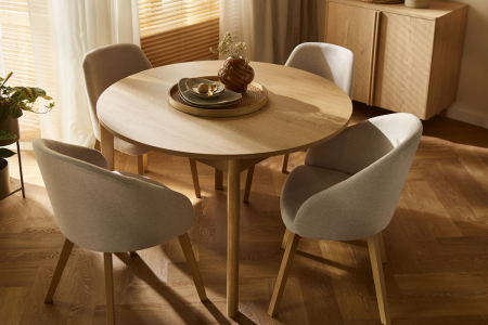 Table ronde extensible 4-6 pers.  en chêne Alba