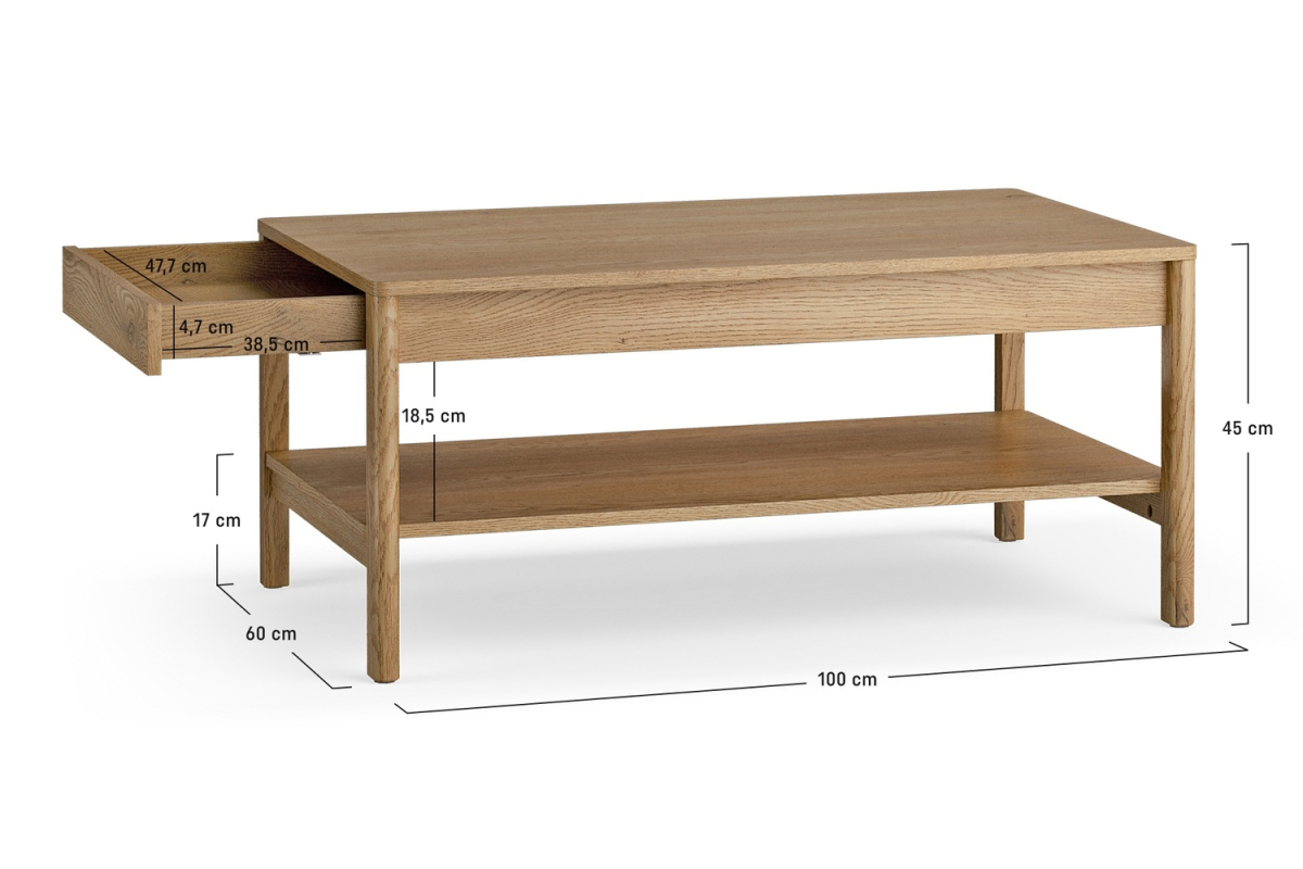 Table basse 100 cm avec tiroir Alba