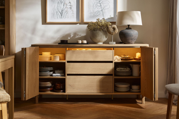 Buffet 2 portes et 3 tiroirs 160 cm Alba