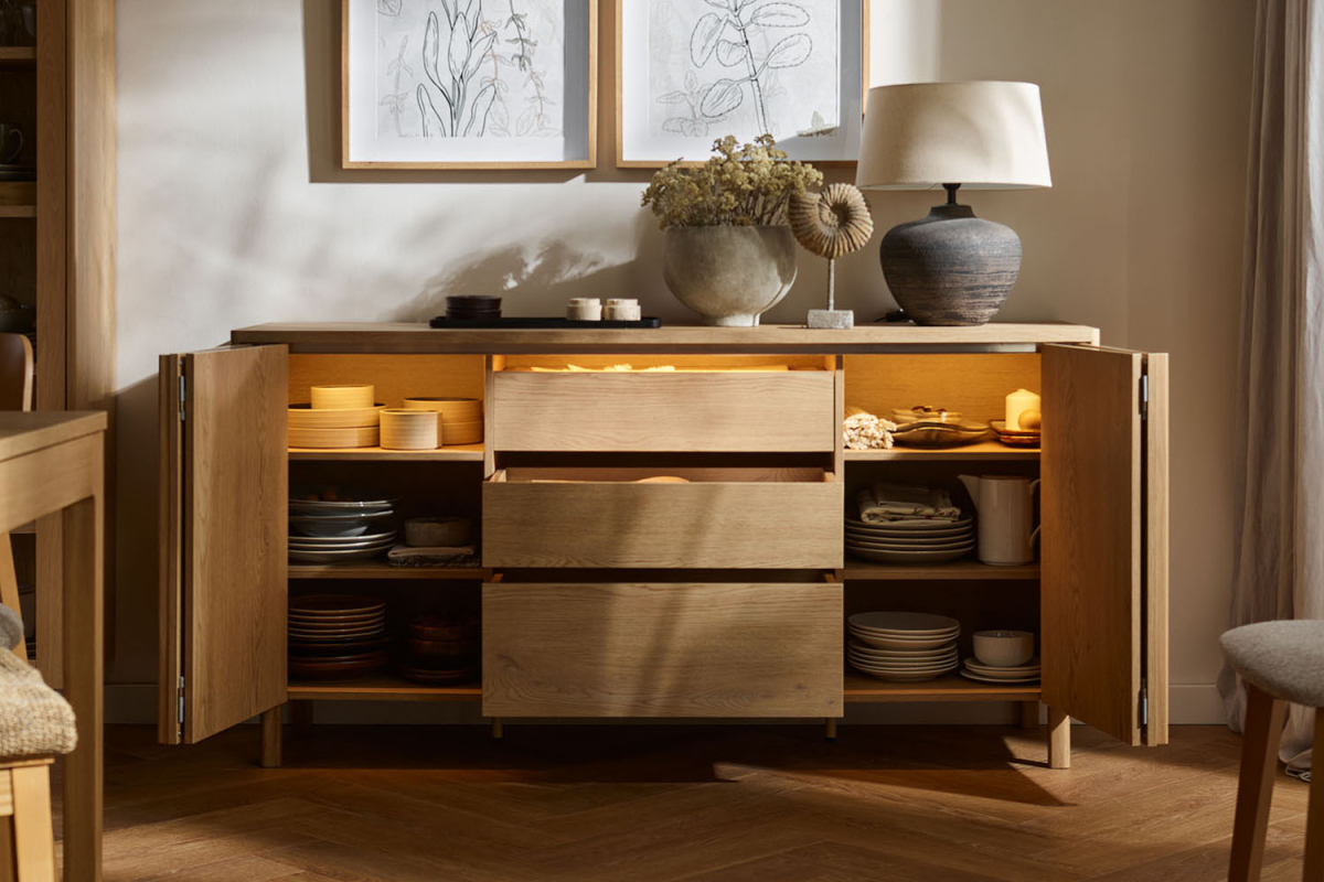 Buffet 2 portes et 3 tiroirs 160 cm Alba