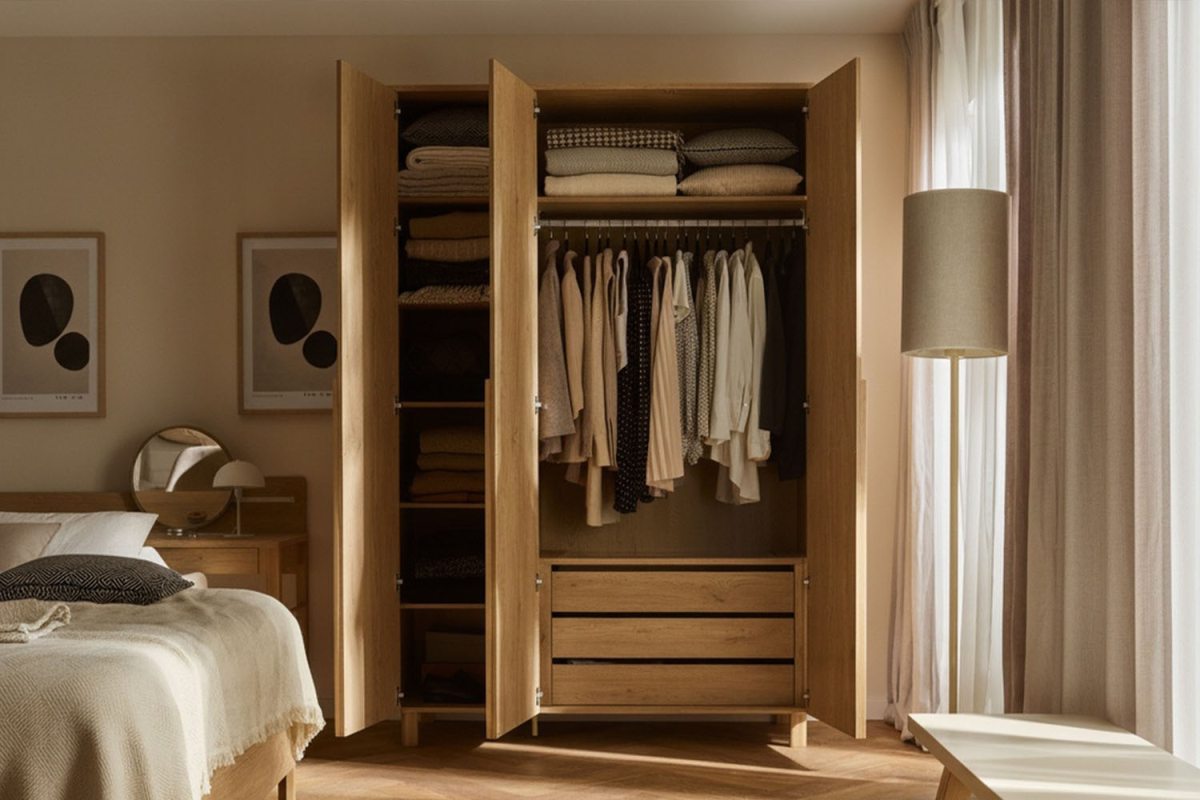 Armoire 3 portes en bois Alba