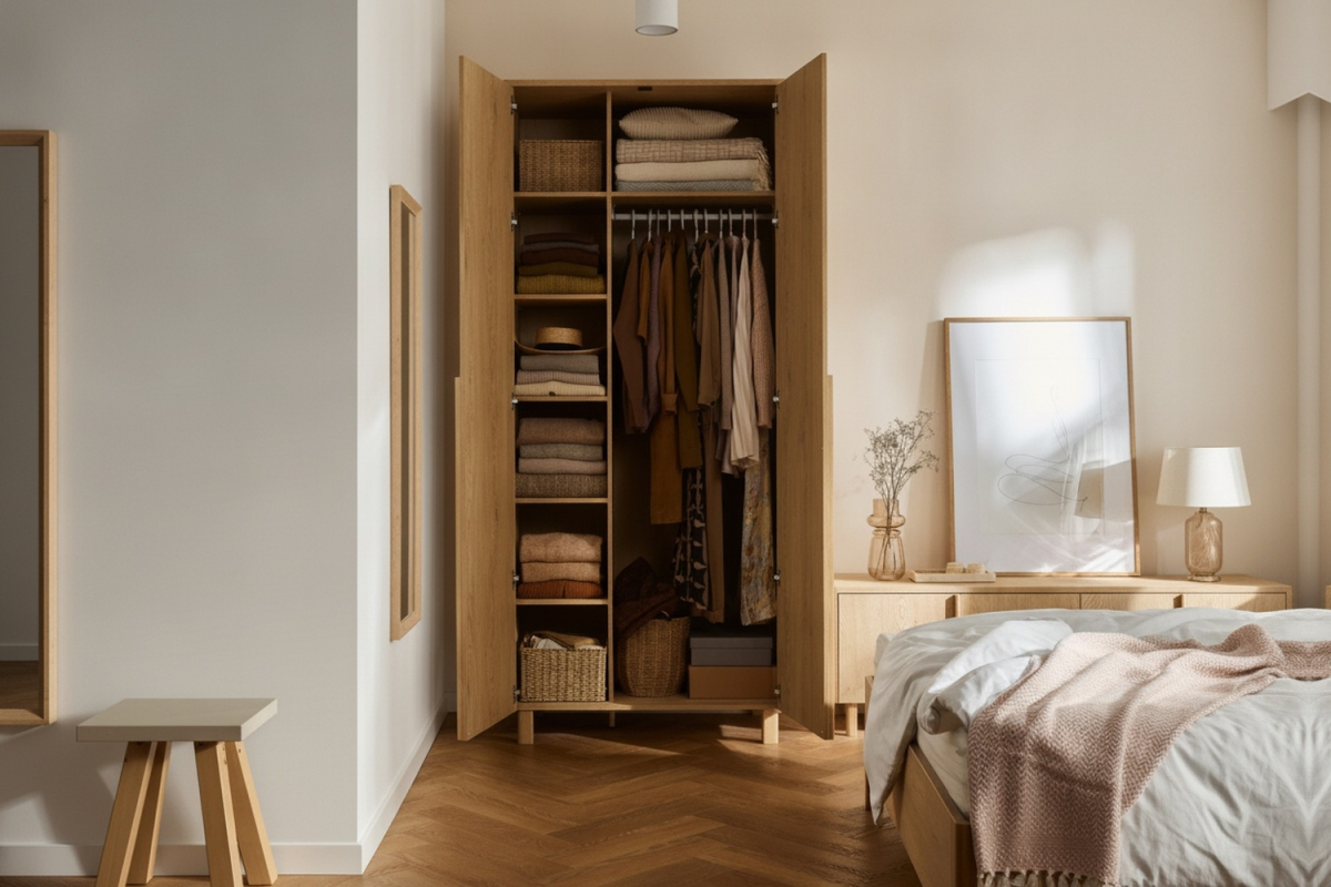 Armoire 2 portes en bois Alba