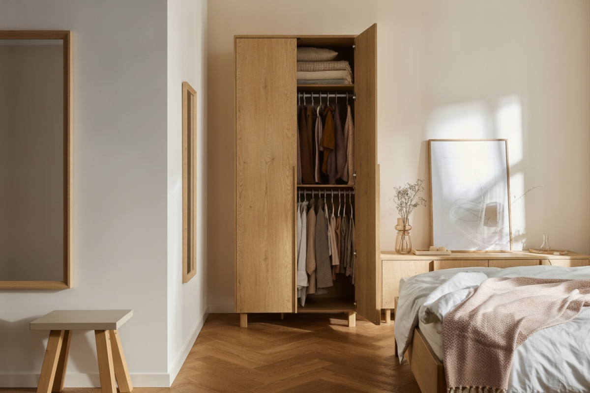 Armoire 2 portes en bois Alba