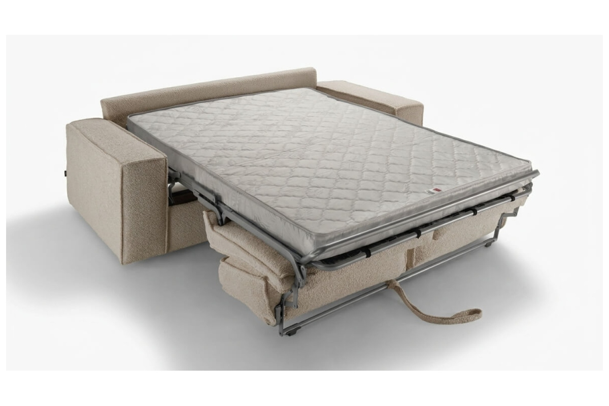 Canapé convertible Capri – Tissu bouclette ivoire