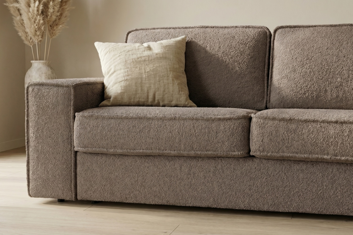 Canapé convertible Capri – Tissu bouclette ivoire