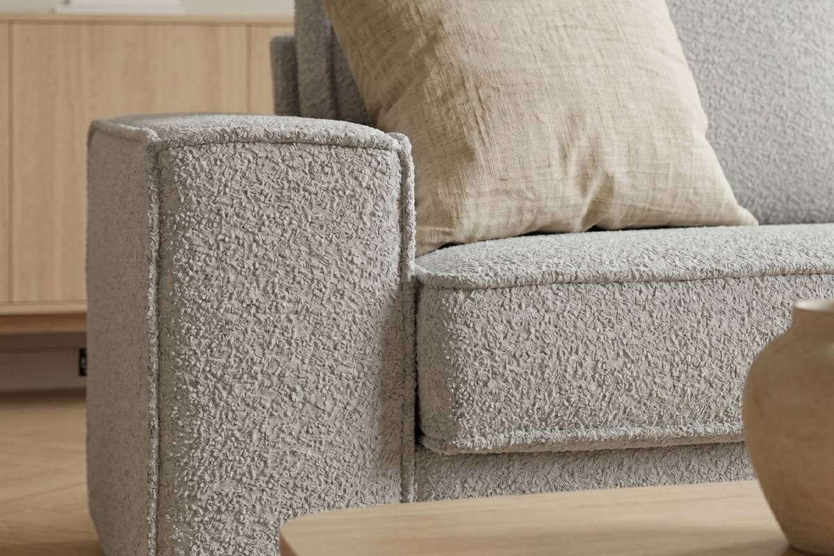 Canapé convertible Capri – Tissu bouclette ivoire