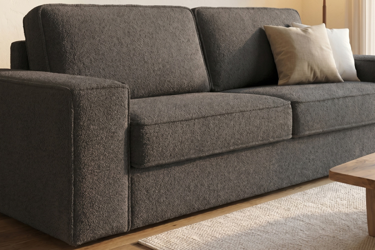 Canapé convertible Capri – Tissu bouclette ivoire