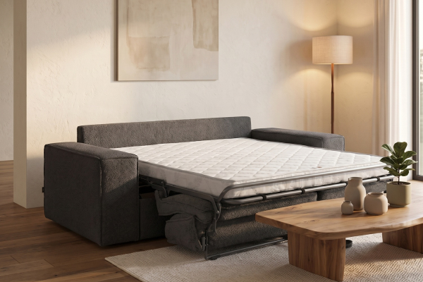 Canapé convertible Capri – Tissu bouclette ivoire