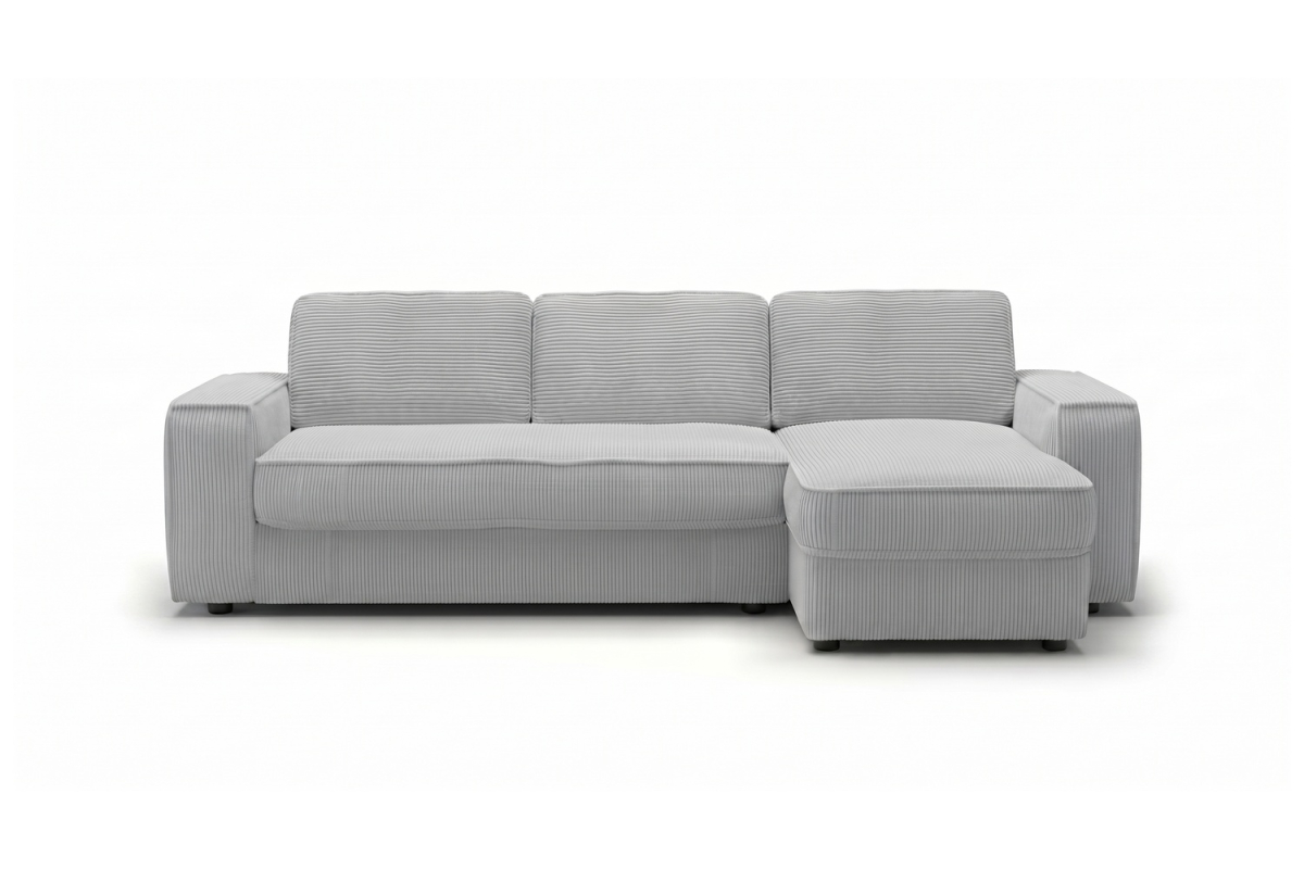 Canapé d'angle convertible Capri – Velours côtelé écru