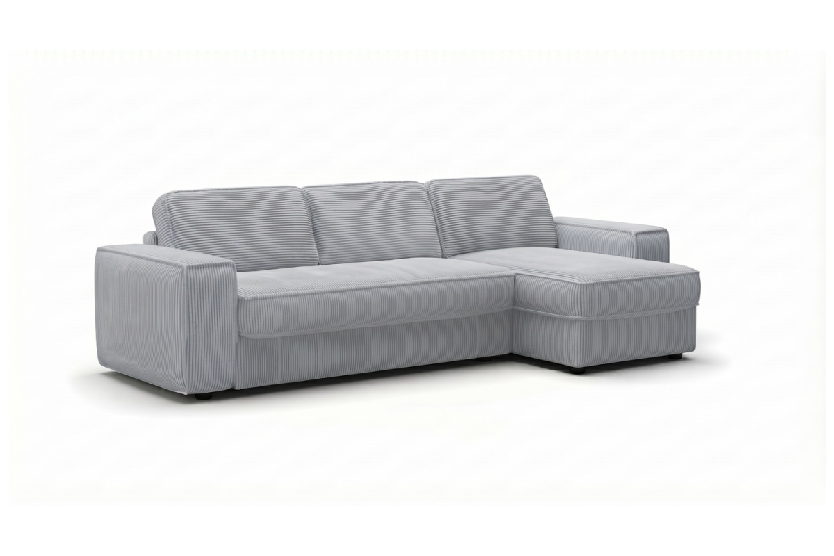 Canapé d'angle convertible Capri – Velours côtelé écru