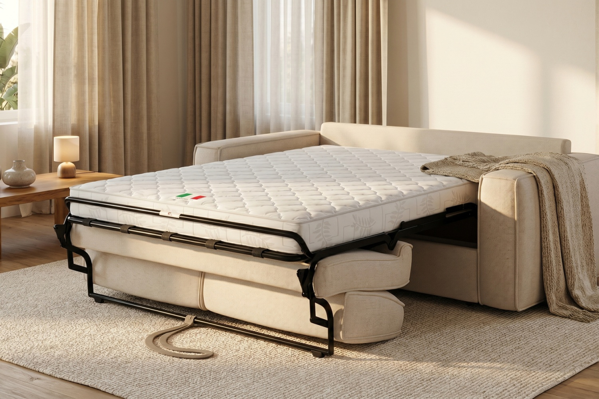 Canapé convertible Côme – Tissu lisse et design épuré