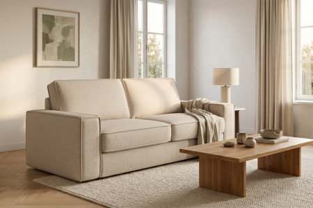 Canapé convertible Côme – Tissu lisse et design épuré