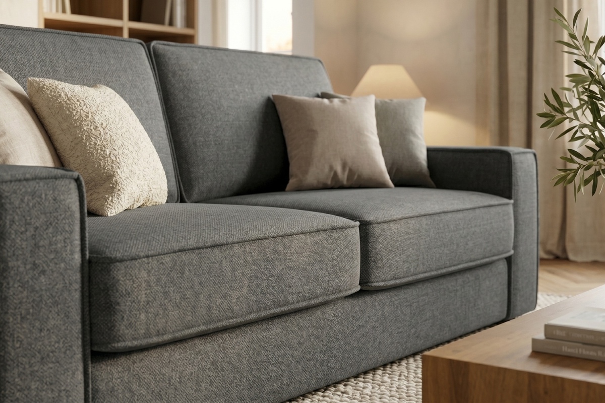 Canapé convertible Côme – Tissu lisse et design épuré