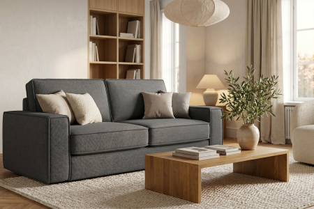Canapé convertible Côme – Tissu lisse et design épuré