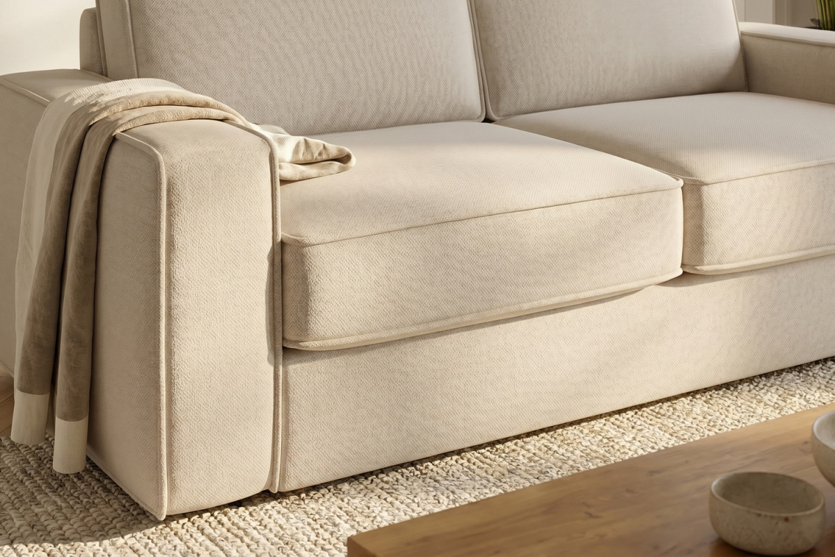 Canapé droit Côme – Tissu lisse et design épuré
