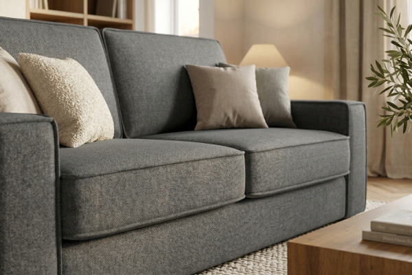 Canapé droit Côme – Tissu lisse et design épuré