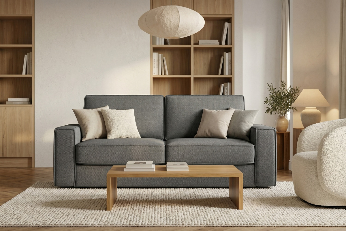 Canapé droit Côme – Tissu lisse et design épuré