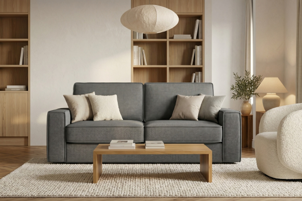 Canapé droit Côme – Tissu lisse et design épuré