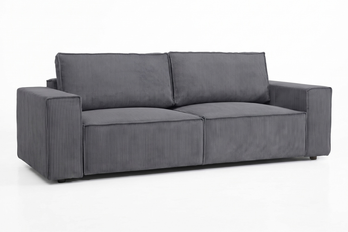 Canapé convertible Brume – Velours côtelé gris