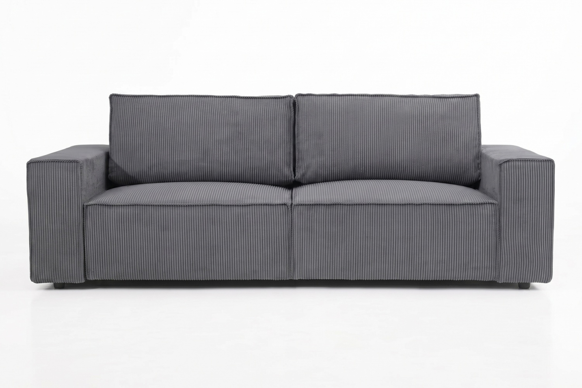 Canapé convertible Brume – Velours côtelé gris