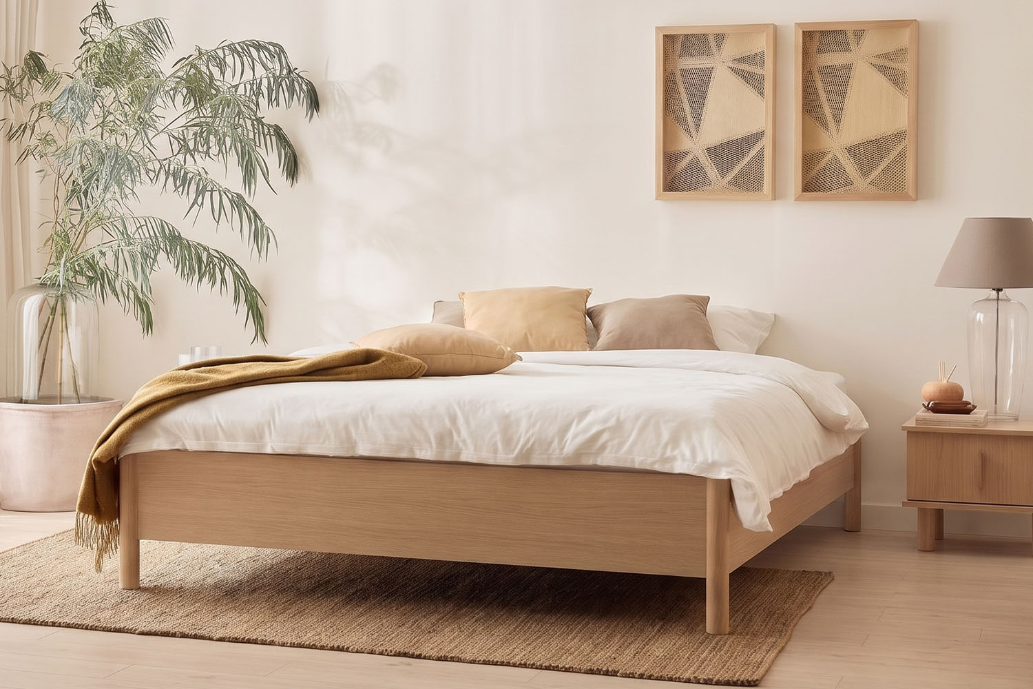 Lit coffre chêne Naya en bois – Rangement discret, confort et design