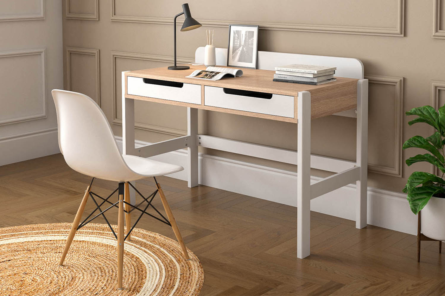 Bureau en bois 2 tiroirs Sato